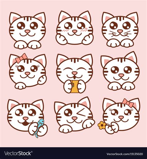 Cute Cats Icons Set Sweet Royalty Free Vector Image
