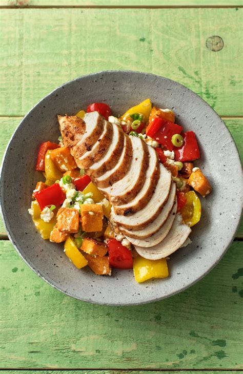 Serve chicken with mustard for dipping. Spice-Rubbed Chicken with Sweet Potato, Bell Pepper, and ...
