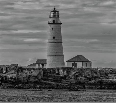Boston Lighthouse In Black And White Photograph By Brian Maclean Fine