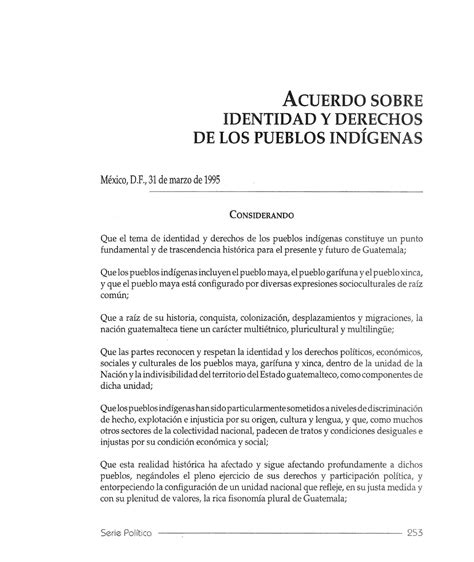 Acuerdo Sobre Identidad Y Derechos De Los Pueblos Indigenas Acuerdo