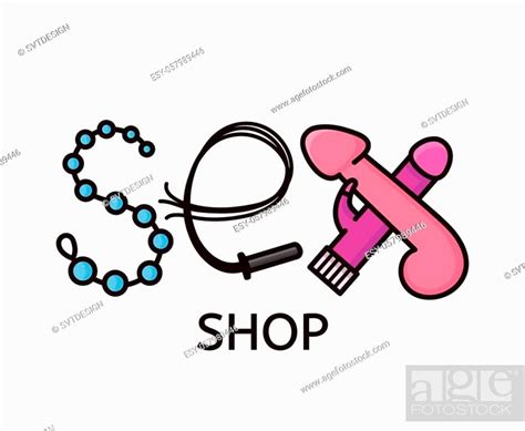 Sex Shop Logo Design Sex Letters From Intimate Toys Vector Flat Line Modern Style Illustration