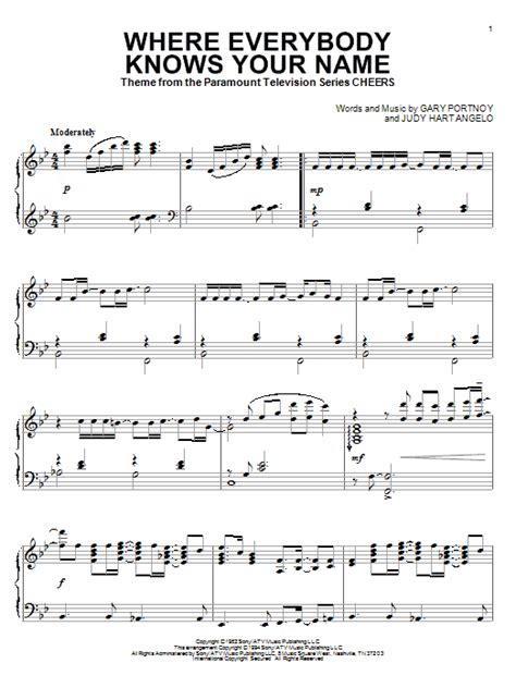 Just sing along when you're feeling down. Where Everybody Knows Your Name | Sheet Music Direct