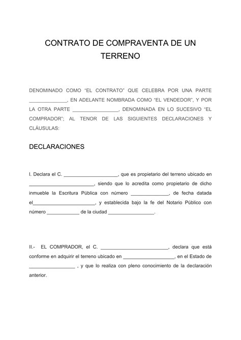 Contrato De Compraventa De Terreno Para Llenar Actualizado Agosto