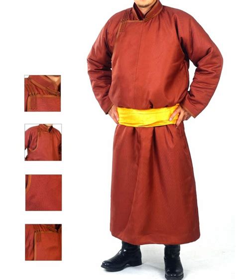 Mongolian Clothing Deel Jacket Belt Boots
