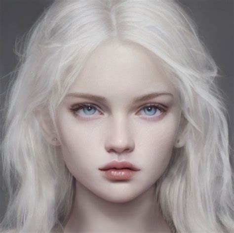 Digital Art Girl Digital Portrait Albino Girl Pale Girl Violet Eyes