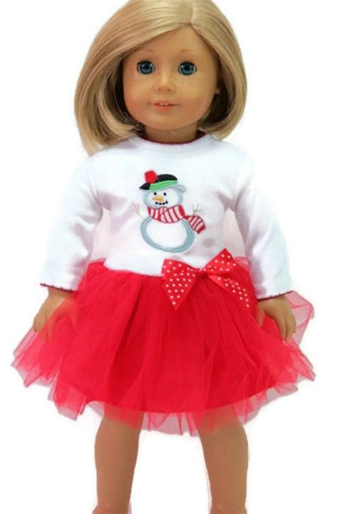 Christmas Doll Clothes Snowman Dress Red And White Made To Fit Etsy