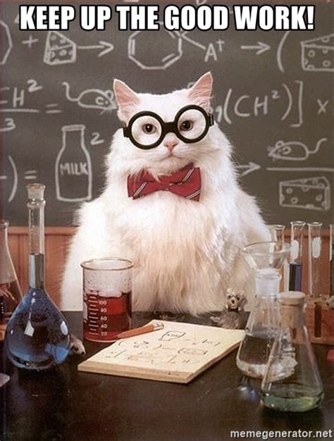 Check spelling or type a new query. Keep up the good work! - Science Cat | Meme Generator