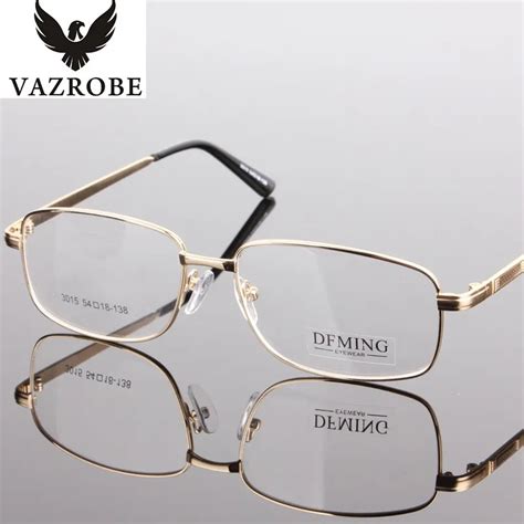 Vazrobe Brand Gold Glasses Frame For Men Prescription Spectacles