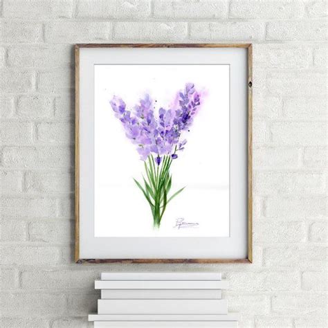 Lavender Painting Set Of 2 Wall Art Print Minimalist Flowers Decor