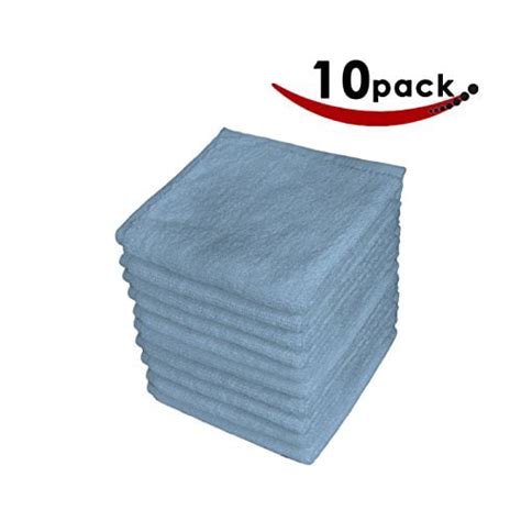 Pacific Linens Solid Print Cotton Washcloths Light Blue 10 Pack