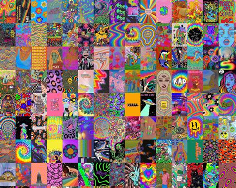 Kidcore Aesthetic Wall Collage Kit Y2k Retro Indie Aesthetic Saturated