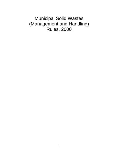 PDF Municipal Solid Wastes Management And Handling Rules 2000