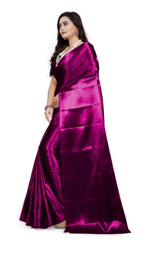 Purple Satin Fancy Saree With Blouse Parv Creation 3499168