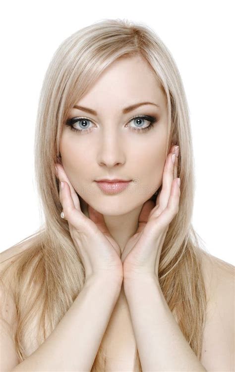 Beauty Blonde In Cold Colours Stock Image Image Of Cute Facial 18689589