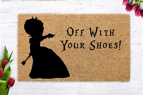 Alice In Wonderland Door Mat Off With Your Shoes Queen Of Etsy