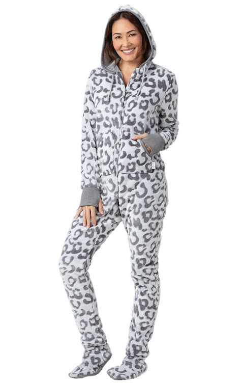 Hoodie Footie™ Snow Leopard In Adult Onesies The Hoodie Footie™ Pajamas For Women Pajamagram