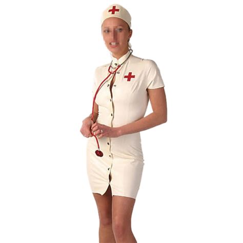 White Nurse Latex Dress Sexy Costumes Latex Rubber Tight Skirts With