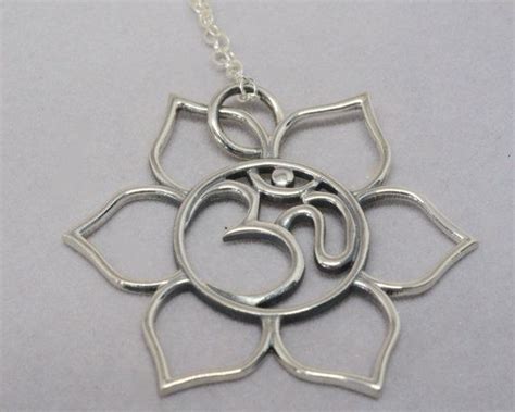 Lotus Necklace Ohm Pendant Silver Yoga Jewelry By Baymoondesign Ohm