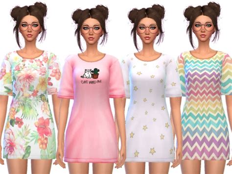 Kawaii Tee Shirt Dress By Wickedkittie At Tsr Sims 4 Updates