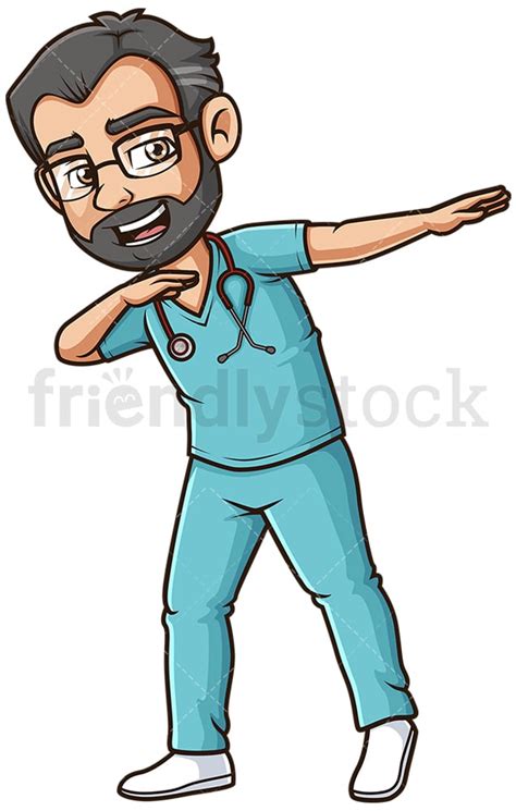 Male Nurse Dabbing Cartoon Vector Clipart Friendlystock