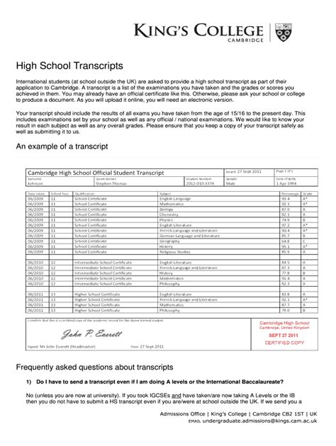 High School Transcript Uk Fill Online Printable Fillable Blank