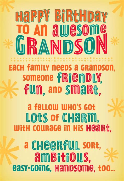 Free Printable Birthday Verses For Grandson
