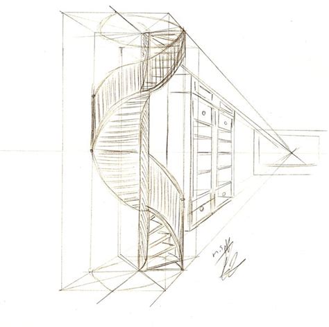 Showing Off With My First Try To Draw A Spiral Staircase In Perspective