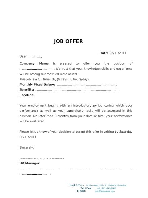 Job Offer Date 02112011