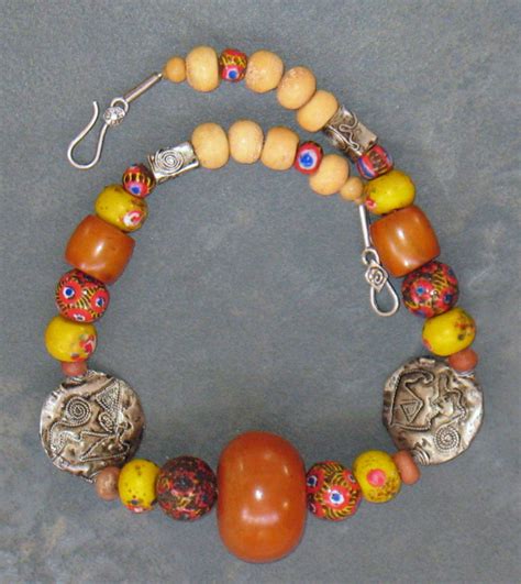 Jewellery Ancient African African Trade Beads Necklace Collectible Ethnic Gallery