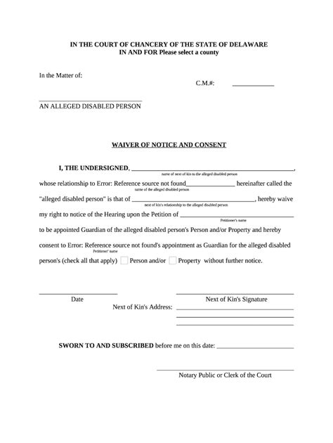 Waiver Notice Consent Doc Template Pdffiller