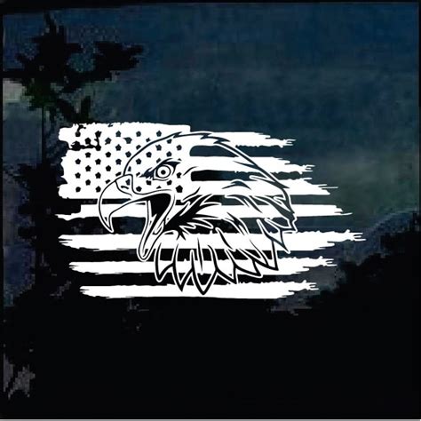 Bald Eagle Weathered American Flag Truck Decal Sticker