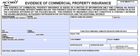 However, they must always provide a printed card upon request. Property Insurance: Evidence Of Property Insurance Acord 28