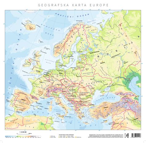 Geografska Karta Europe Za O Plastificirano