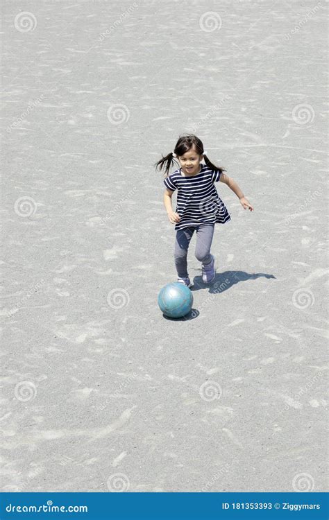 Japanese Girl Dribbling Soccer Ball Stock Image Image Of Smile Ball