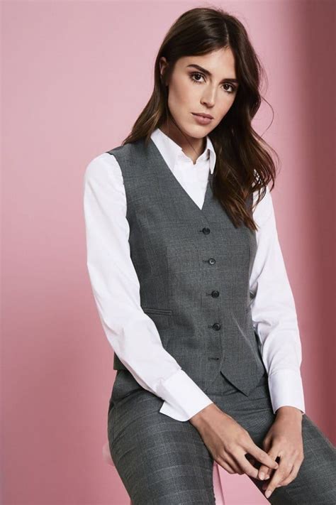 Alderley Womens Waistcoat Regular Fit Grey Check Waistcoat Womens