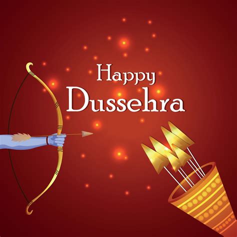 Happy Dussehra Invitation Greeting Card With Creative Arrow And Bow