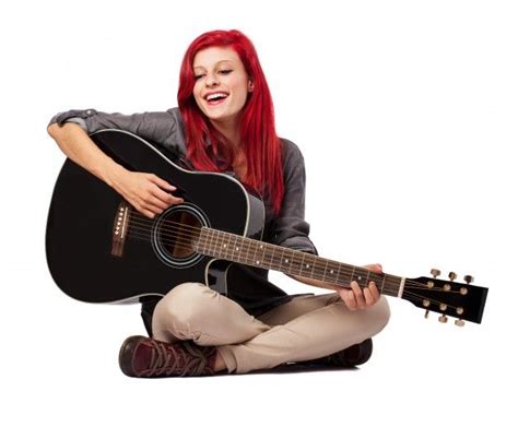 Girl Sitting On The Floor And Playing Her Guitar Free Photo Sitting Pose Reference Model