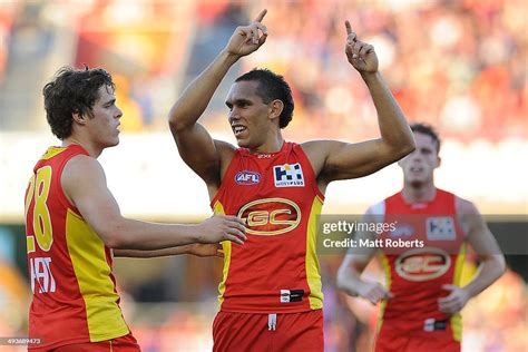 Harley Bennell Of The Suns Celebrates Kicking A Goal With Team Mates News Photo Getty Images