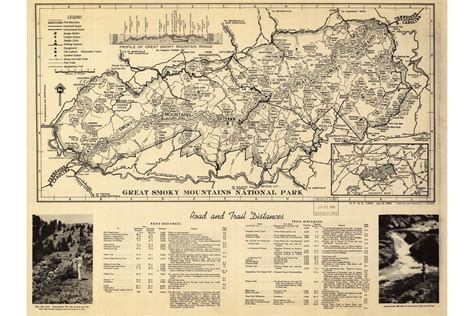 Map Of Great Smoky Mountains National Park Antique Map 1941 Posters