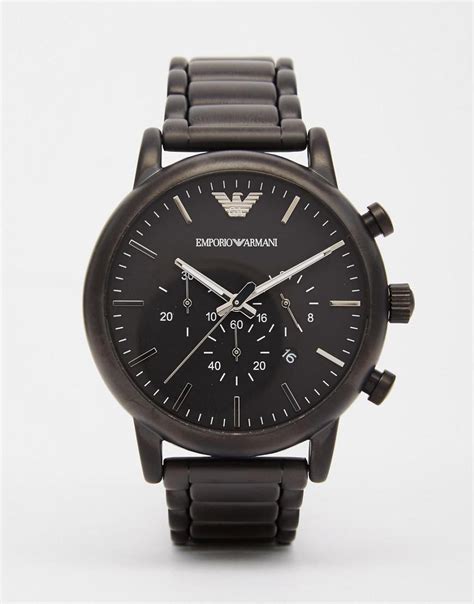 Lyst Emporio Armani Black Chronograph Watch In Stainless
