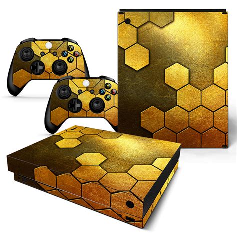 Steel Gold Xbox One X Console Skins Xbox One X Console Skins