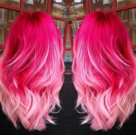 Hot Pink/Baby Pink Ombre Hair ♡ | Pink ombre hair, Hot pink hair, Dark pink hair
