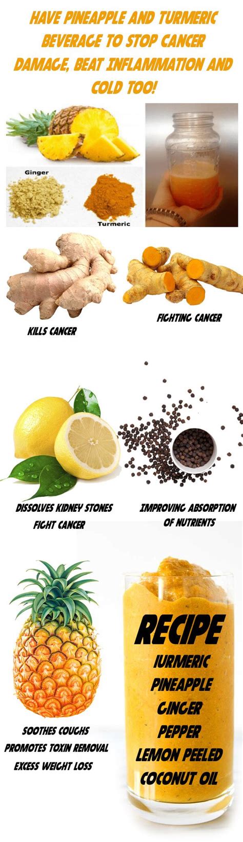 Turmeric Pineapple Ginger And Lemon Healthy Cancer Fighting Foods