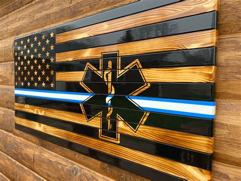 Ems Star Of Life American Flag Ems Flag Paramedic Flag Etsy