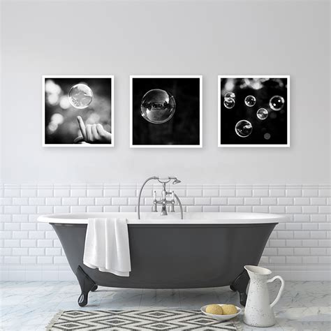 Black And White Bathroom Set Abstract Bubble Photos 3 Prints Etsy