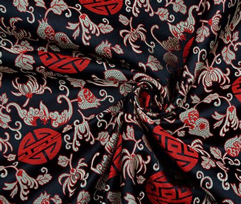 Chinese Silk Brocade Fabric Multicolor Pomegranate Blossom Etsy Australia
