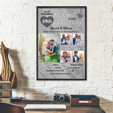 Personalized Photo Names And Date 49th Wedding Anniversary Ts Poster