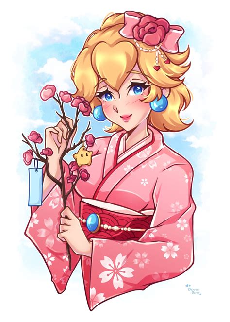 Princess Peach Summer Kimono Edition 7x5 Print Etsy