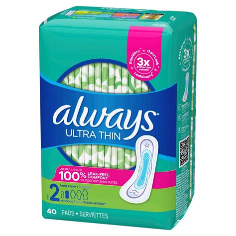 Always Ultra Thin Unscented Long Super Pads Without Wings Shop Pads