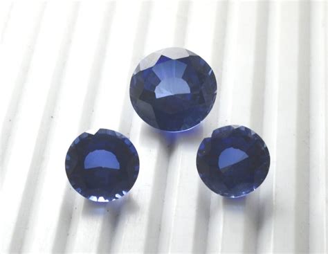 Aaa Rated Lab Created Synthetic Bright Blue Sapphire Round Etsy